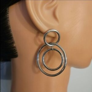 🔥3/$20 Vintage Large Round Silver Earrings